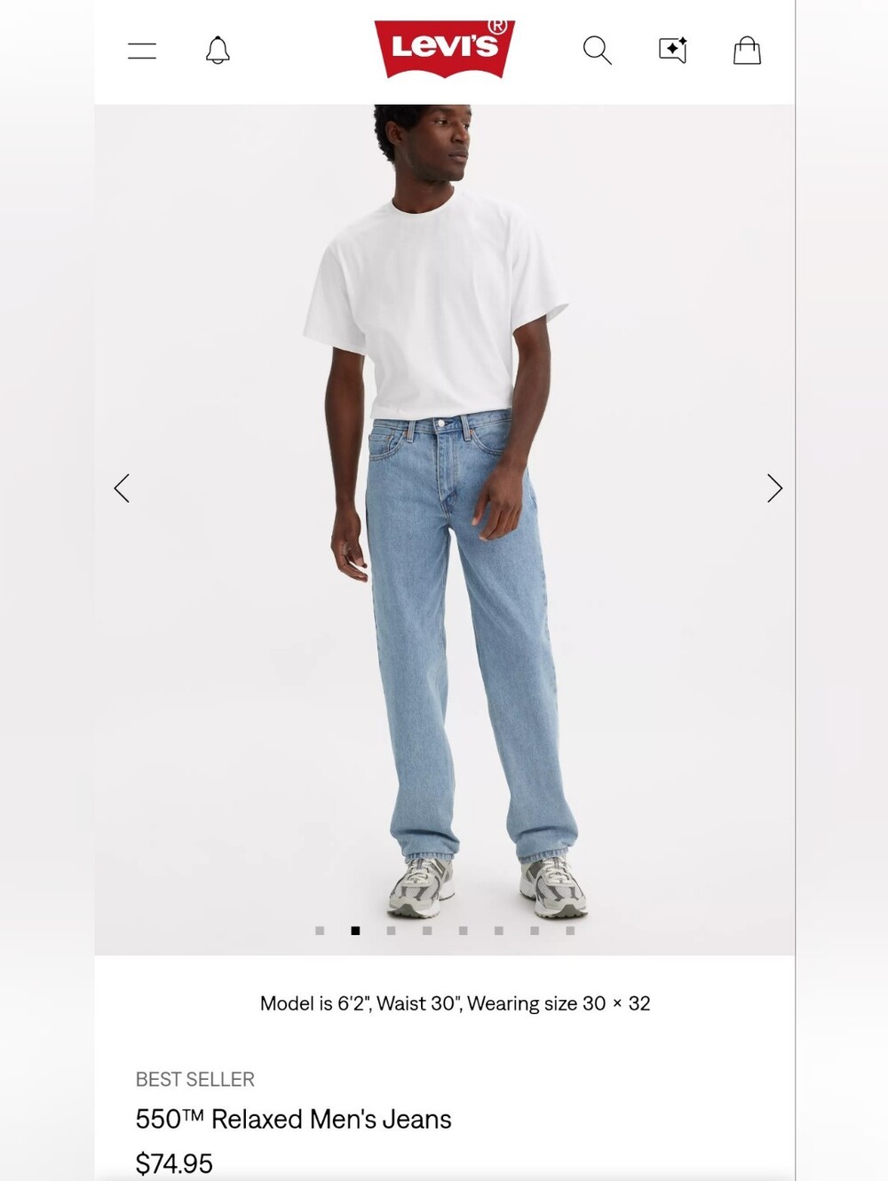 Levi's 550 Relaxed Fit Men's Jeans Size 34